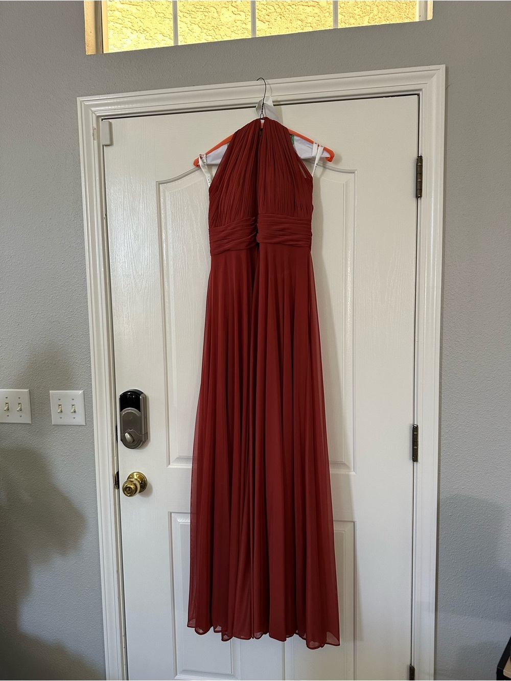 Azazie terracotta charlize Halter Chiffon Maxi Dress